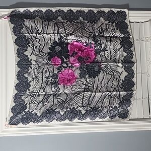 CHRISTIAN LACROIX SCARF SILK pink and black scarf
